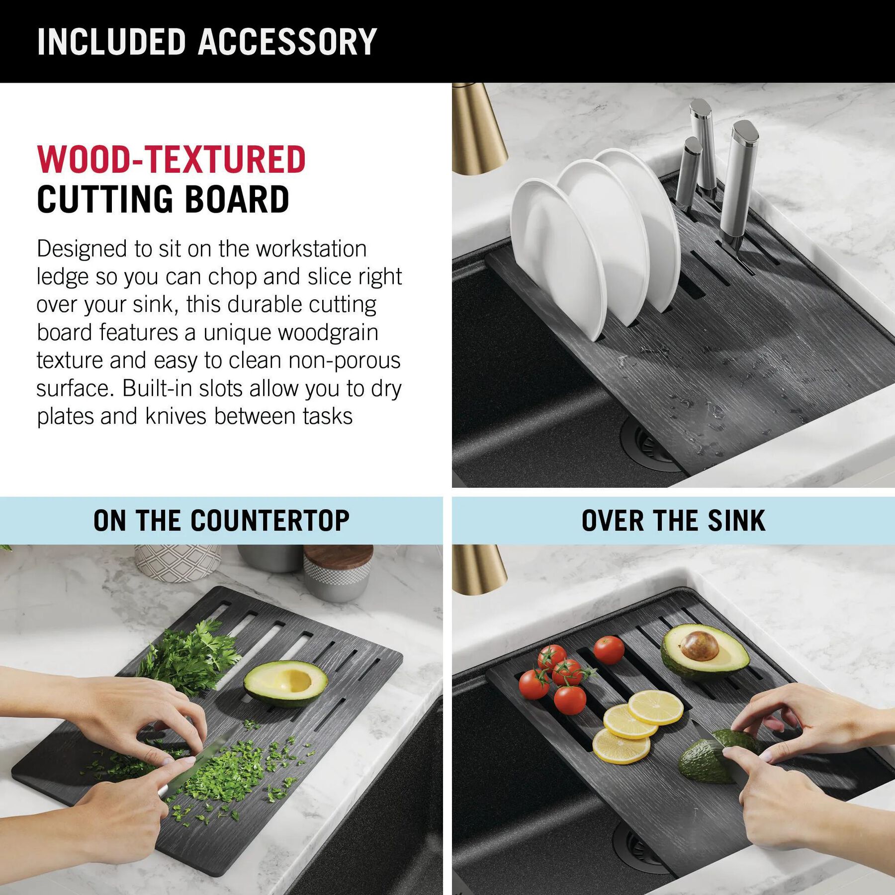 30&rdquo; Granite Composite Workstation Kitchen Sink Undermount Single Bowl with WorkFlow&trade; Ledge and Accessories in Metallic Black